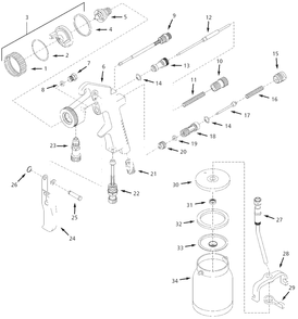 Spray-Gun Parts Diagram and Parts List for 4XP63B  Campbell Hausfeld Air Tool